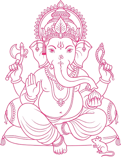 Line illustration of Lord Ganesha